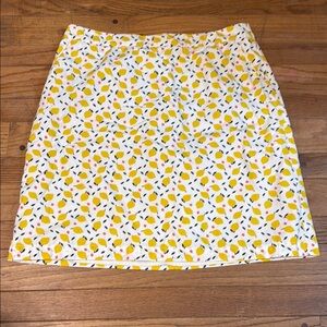 Boden Yellow and White Lemon Print Mini Pencil Skirt Casual